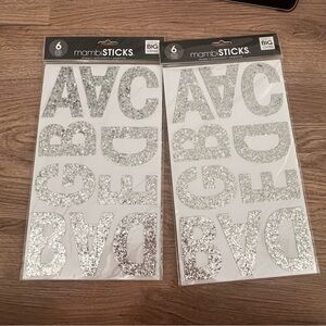 Large Silver Glitter ABC Alphabet Stickers (pack Of 2) 12 Sheets Total